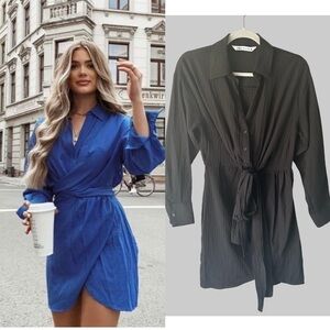 Zara  Faux Wrap Mini Shirt Dress